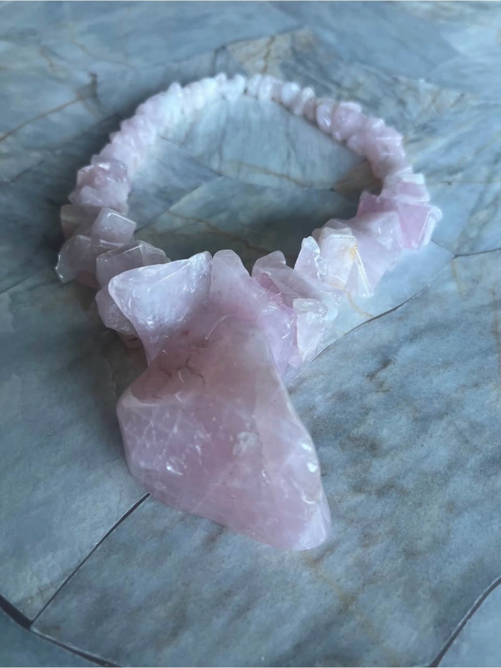 Rose  Quartz Crystal Garland For Decor From Brazil
